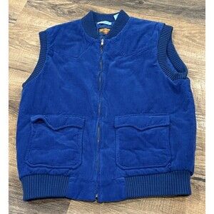 Vintage Rio Grande Quilted Lined Vest Men Large L Western Full Zip Pockets Blue